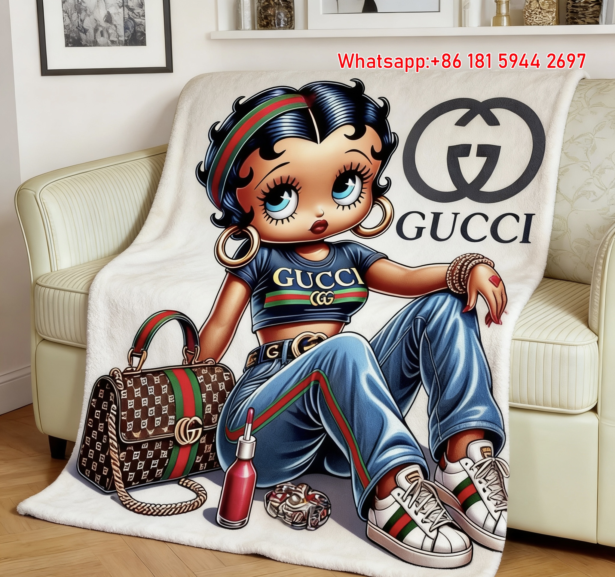 Gucci Betty Boop Glam Accent Throw Blankets IMG_2992